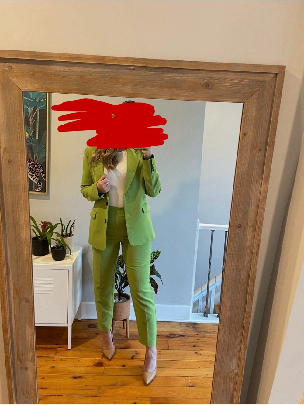 Women’s Green blazer with matching pants and skort